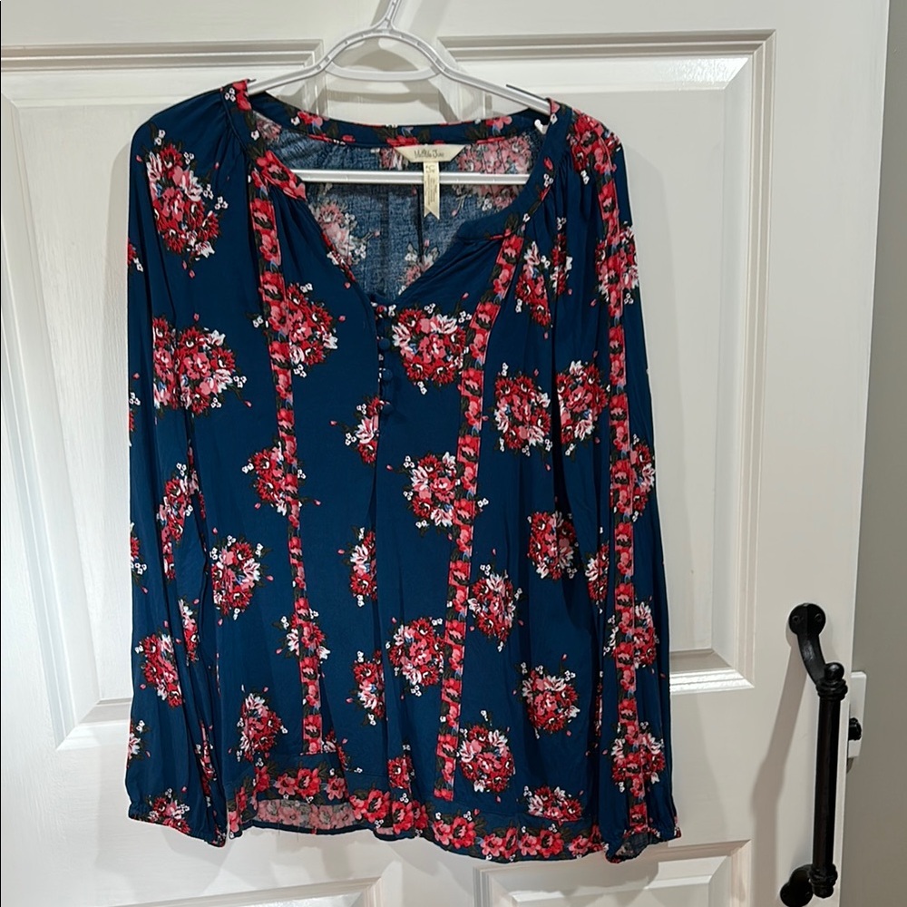 Floral Women's Top - Blue and Red